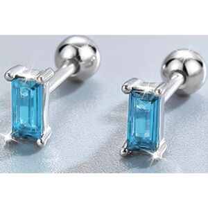 Birthstone stud earrings, two piece 925, sterling silver and aquamarine